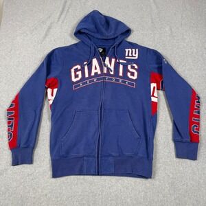 New York Giants Hands High Full Zip Hoodie Blue Red Colorblock Mens Medium NFL
